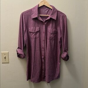 Eddie Bauer Travex button down long sleeve shirt in heathered purple
